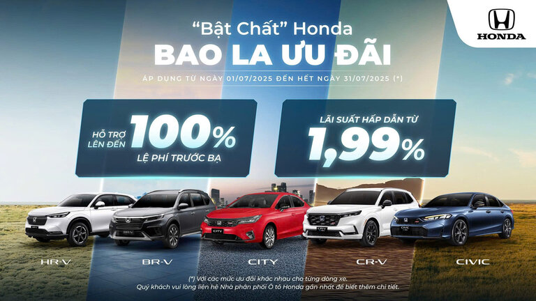Honda Quảng Bình Chương trình khuyến mại của các dòng xe ô tô Honda tháng 7 năm 2025