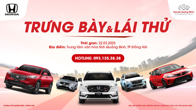 TRẢI NGHIỆM LÁI THỬ CÁC DÒNG XE Ô TÔ HONDA ĐỈNH CAO TẠI TRUNG TÂM VĂN HÓA TỈNH QUẢNG BÌNH